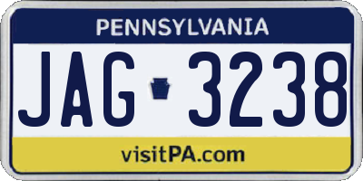 PA license plate JAG3238