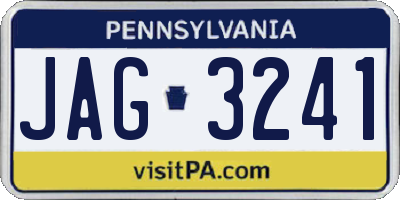PA license plate JAG3241