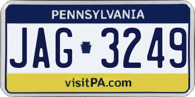 PA license plate JAG3249