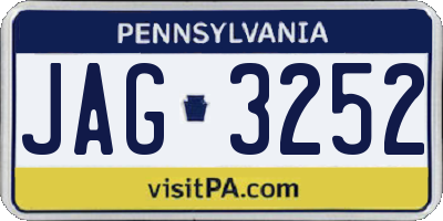 PA license plate JAG3252