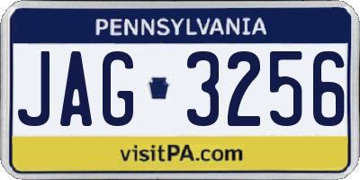 PA license plate JAG3256