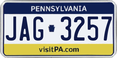 PA license plate JAG3257
