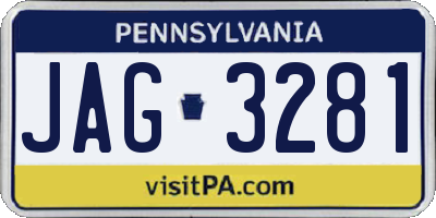 PA license plate JAG3281