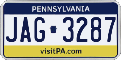 PA license plate JAG3287