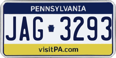 PA license plate JAG3293