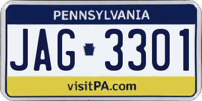 PA license plate JAG3301