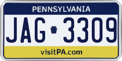 PA license plate JAG3309