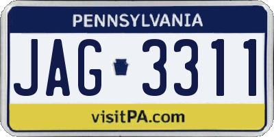 PA license plate JAG3311