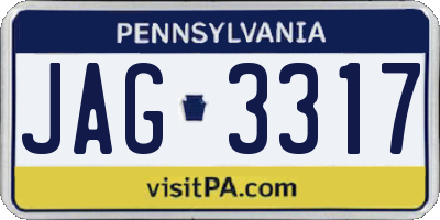 PA license plate JAG3317
