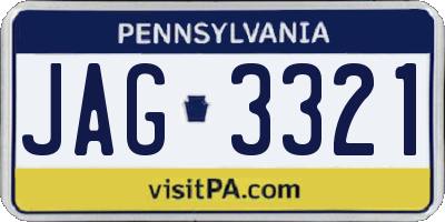 PA license plate JAG3321
