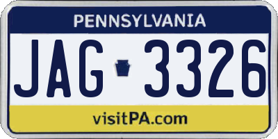 PA license plate JAG3326