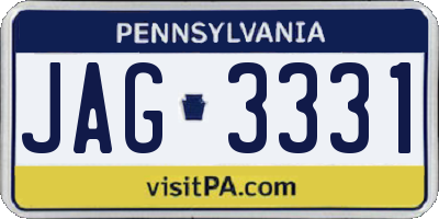 PA license plate JAG3331