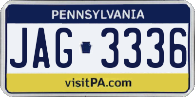 PA license plate JAG3336