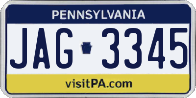 PA license plate JAG3345