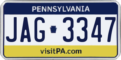 PA license plate JAG3347