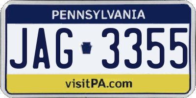 PA license plate JAG3355