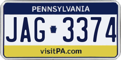 PA license plate JAG3374