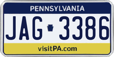 PA license plate JAG3386
