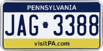 PA license plate JAG3388