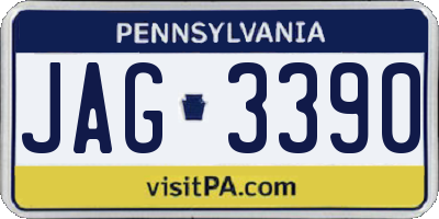 PA license plate JAG3390