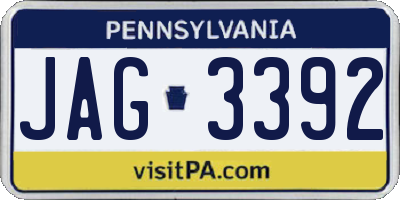 PA license plate JAG3392