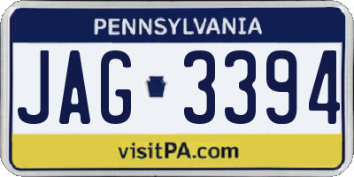 PA license plate JAG3394