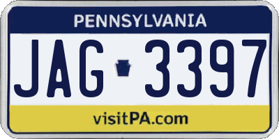 PA license plate JAG3397