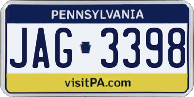 PA license plate JAG3398