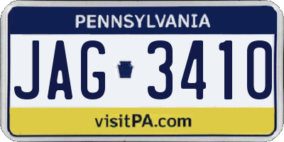 PA license plate JAG3410