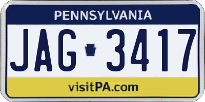PA license plate JAG3417
