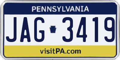 PA license plate JAG3419