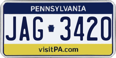 PA license plate JAG3420