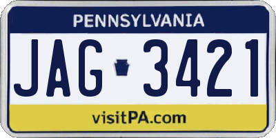 PA license plate JAG3421