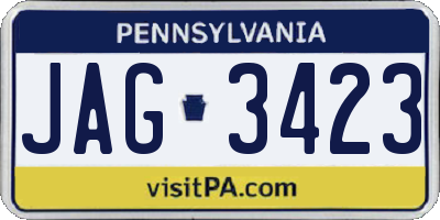 PA license plate JAG3423