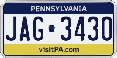 PA license plate JAG3430