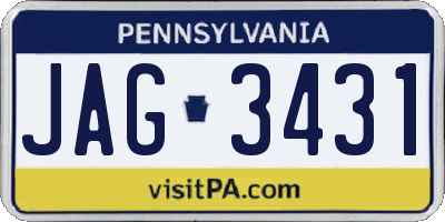PA license plate JAG3431