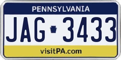 PA license plate JAG3433