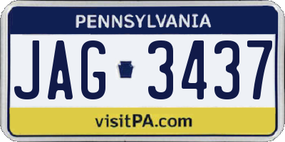 PA license plate JAG3437