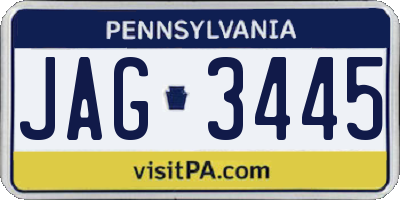 PA license plate JAG3445