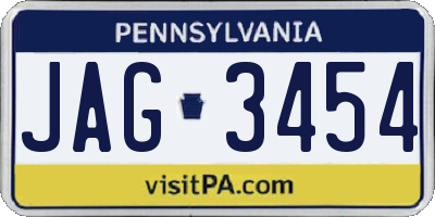 PA license plate JAG3454