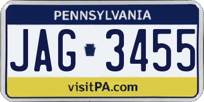 PA license plate JAG3455