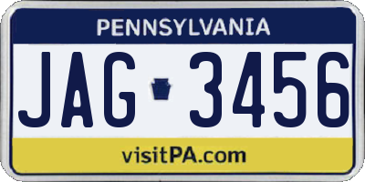 PA license plate JAG3456