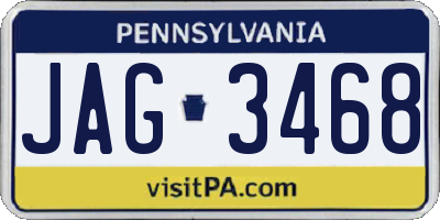 PA license plate JAG3468