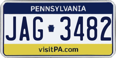 PA license plate JAG3482