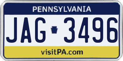 PA license plate JAG3496