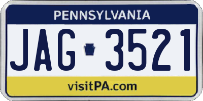 PA license plate JAG3521