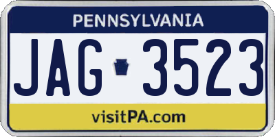 PA license plate JAG3523
