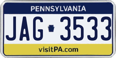 PA license plate JAG3533