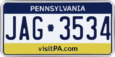 PA license plate JAG3534
