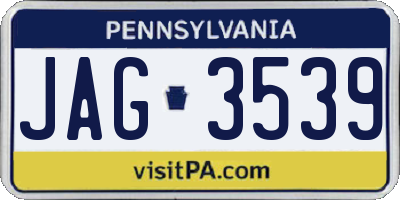 PA license plate JAG3539